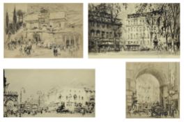 WILLIAM WALCOT - SET OF FOUR TOPOGRAPHICAL DRYPOINT ETCHINGS