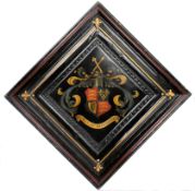LATE 19TH CENTURY ENGLISH SCHOOL FUNERARY HATCHMENT PANEL