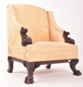 BELIEVED IRISH / SCOTTISH 19TH CENTURY ARMCHAIR IN DAMASK FABRIC