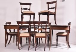 GEORGE III MAHOGANY DINING TABLE AND EIGHT REGENCY CHAIRS