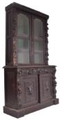 VICTORIAN 19TH CENTURY CARVED OAK LIBRARY BOOKCASE