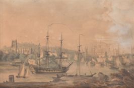 ATTR. NICHOLAS POCOCK (1740-1821) - BRISTOL CATHEDRAL & THE QUAY