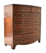 GEORGE III MAHOGANY & MARQUETRY BOW FRONT CHEST OF DRAWERS