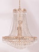 LARGE FRENCH EMPIRE STYLE CUT GLASS TENT & BAG CHANDELIER