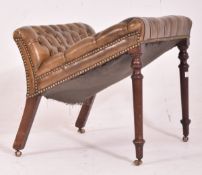 19TH CENTURY LEATHER UPHOLSTERED & MAHOGANY GOUT STOOL