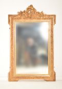 LARGE FRENCH LOUIS XV STYLE GILT GESSO & WOOD WALL MIRROR