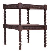 19TH CENTURY GOTHIC CARVED OAK TWO TIER TABLE