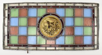 VICTORIAN 19TH CENTURY LEADED STAINED GLASS WINDOW PANEL