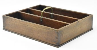 GEORGE III MAHOGANY & BRASS HANDLED CUTLERY TRAY