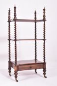 WILLIAM IV EARLY 19TH CENTURY ROSEWOOD THREE TIER WHATNOT