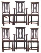 SET OF SIX 20TH CENTURY ARTS & CRAFTS OAK DINING CHAIRS