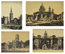 HENRY RUSHBURY - SET OF FOUR DRYPOINT ETCHINGS ON PAPER