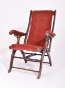 VICTORIAN RECLINING CHAIR FOLDING CAMPAIGN TUFTED CHAIR