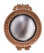 LARGE REGENCY GILT GESSO & WOOD CONVEX WALL MIRROR