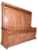 LARGE VICTORIAN 19TH CENTURY PINE BOX SEAT SETTLE