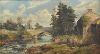 WALTER W GODDARD (1858-1933) - LLANDYSUL BRIDGE OIL ON CANVAS