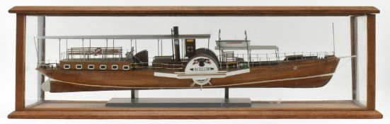 SS HJEJLEN, DENMARK - HAND BUILT SCALE MODEL OF BOAT IN CASE