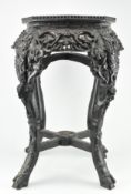 QING HARDWOOD MARBLE TOP JARDINIERE STAND 清 云石面八角器座
