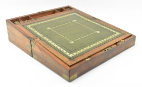 19TH CENTURY ROSEWOOD BRASS BOUND WRITING SLOPE WITH KEY
