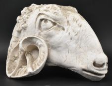 LATE 20TH CENTURY PLASTER STUDY OF RAM'S HEAD WITH MOULD