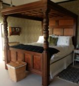 LARGE BESPOKE MADE OAK FOUR POSTER BED FRAME