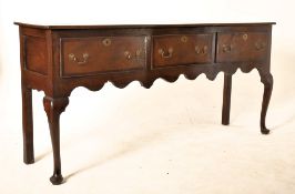 GEORGE III 18TH CENTURY OAK THREE DRAWER DRESSER BASE