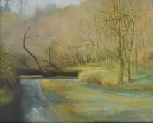 RICHARD EWEN (1928-2009) - 1974 OIL ON CANVAS LANDSCAPE PAINTING