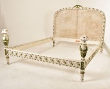 FRENCH LOUIS XVI INSPIRED PAINTED WOOD DOUBLE BED FRAME