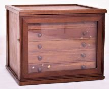 EARLY 20TH CENTURY MAHOGANY GLAZED FRONT WATCHMAKERS CHEST