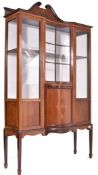 EDWARDIAN MAHOGANY INLAID CHINA DISPLAY CABINET VITRINE