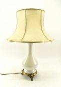 ORIENTAL INSPIRED EARLY 20TH CENTURY MILK GLASS & METAL LAMP