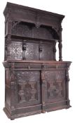 CONTINENTAL 19TH CENTURY HEAVILY CARVED OAK DRESSER