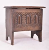 19TH CENTURY CARVED OAK SMALL COFFER CHEST