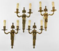 MATCHING SET OF GILT METAL WALL LIGHT SCONCES