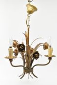 HOLLYWOOD REVIVAL 20TH CENTURY TOLEWARE CHANDELIER