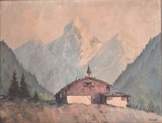 M. GERBERT (20TH CENTURY) - BELIEVED GERMAN ALPINE OIL ON CANVAS