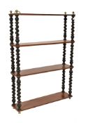 19TH CENTURY MAHOGANY & EBONY BARLEY TWIST SHELF