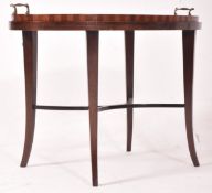 VICTORIAN SHERATON REVIVAL MAHOGANY & INLAID TRAY ON STAND
