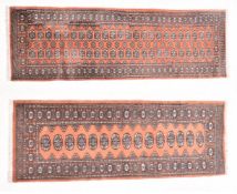 NEAR PAIR OF PERSIAN STYLE BOKHARA HALL RUNNERS