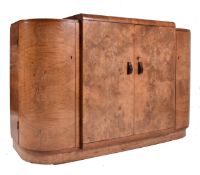 ART DECO 1930S FIGURED WALNUT BOW FRONTED SIDEBOARD