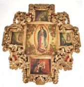 SPANISH COLONIAL SCHOOL - MEXICAN VIRGIN OF GUADALUPE PANEL