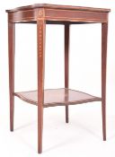 LATE VICTORIAN MAHOGANY & SATINWOOD INLAID TWO TIER SIDE TABLE