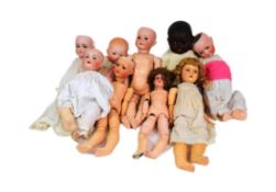 DOLLS - LARGE COLLECTION OF BISQUE HEADED DOLLS
