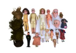 COLLECTION OF BISQUE HEADED DOLLS