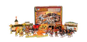TOY SOLDIERS - VINTAGE WILD FRONTIER COWBOY & INDIAN PLAYSET