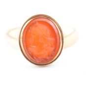 GOLD & CARNELIAN INTAGLIO SIGNET RING
