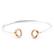 18CT TWO-TONE GOLD & DIAMOND TORQUE BANGLE