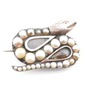 19TH CENTURY SERPENT HAIR LOCKET BROOCH PIN