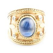 ETRUSCAN STYLE GOLD SAPPHIRE & DIAMOND BAND RING