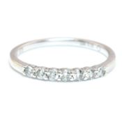 HALLMARKED 9CT WHITE GOLD & DIAMOND HALF HOOP RING